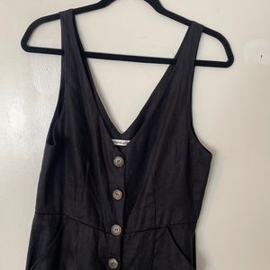 Reformation black linen romper with pockets